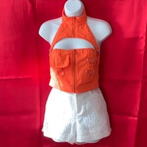 Two pieces: short pants and blouse